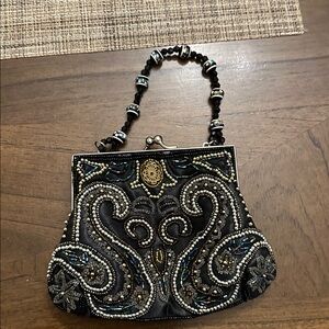 Elegant Black Beaded Handbag